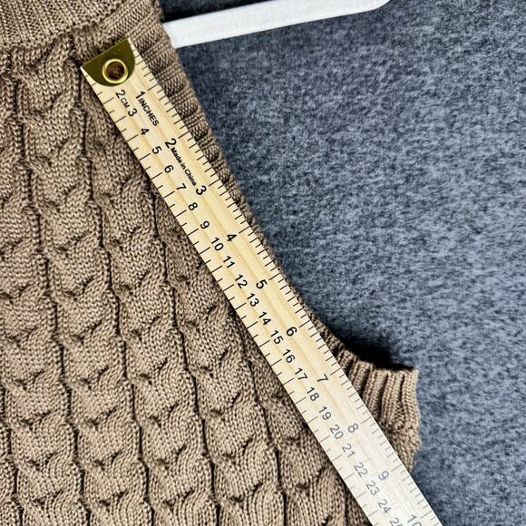 IRIS Cowl Turtleneck Top With Textured Knit Pattern Stretch Brown Large - Picture 3 of 10